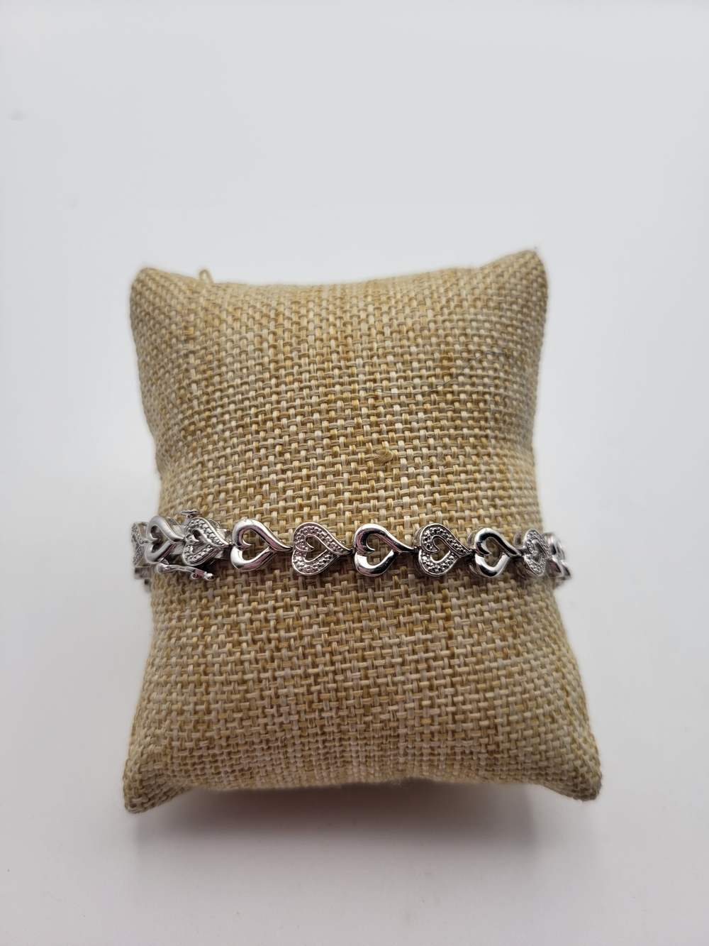 Designer 925 Sterling Silver Diamond Heart Anniversary Tennis Bracelet